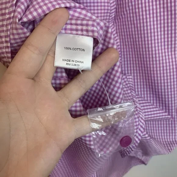 Camila Coelho Elliot Shirt Dress Gingham Check Pink Lilac White - Small - Picture 12 of 16